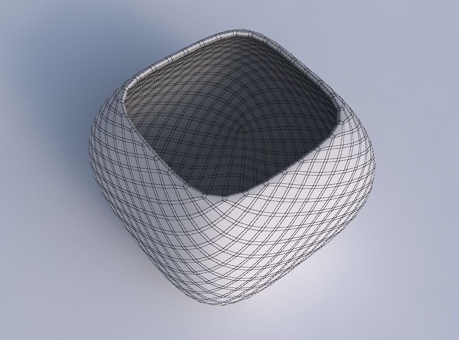 Bowl semi-quadratic with diagonal grid pattern 3D print model_6
