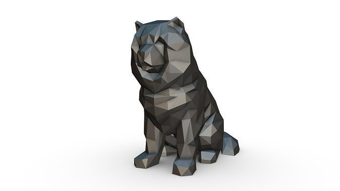 Chowchow dog figure low poly 3D print model
