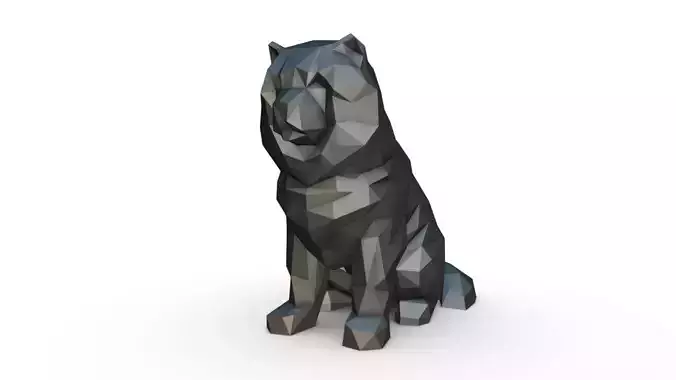 Chowchow dog figure low poly