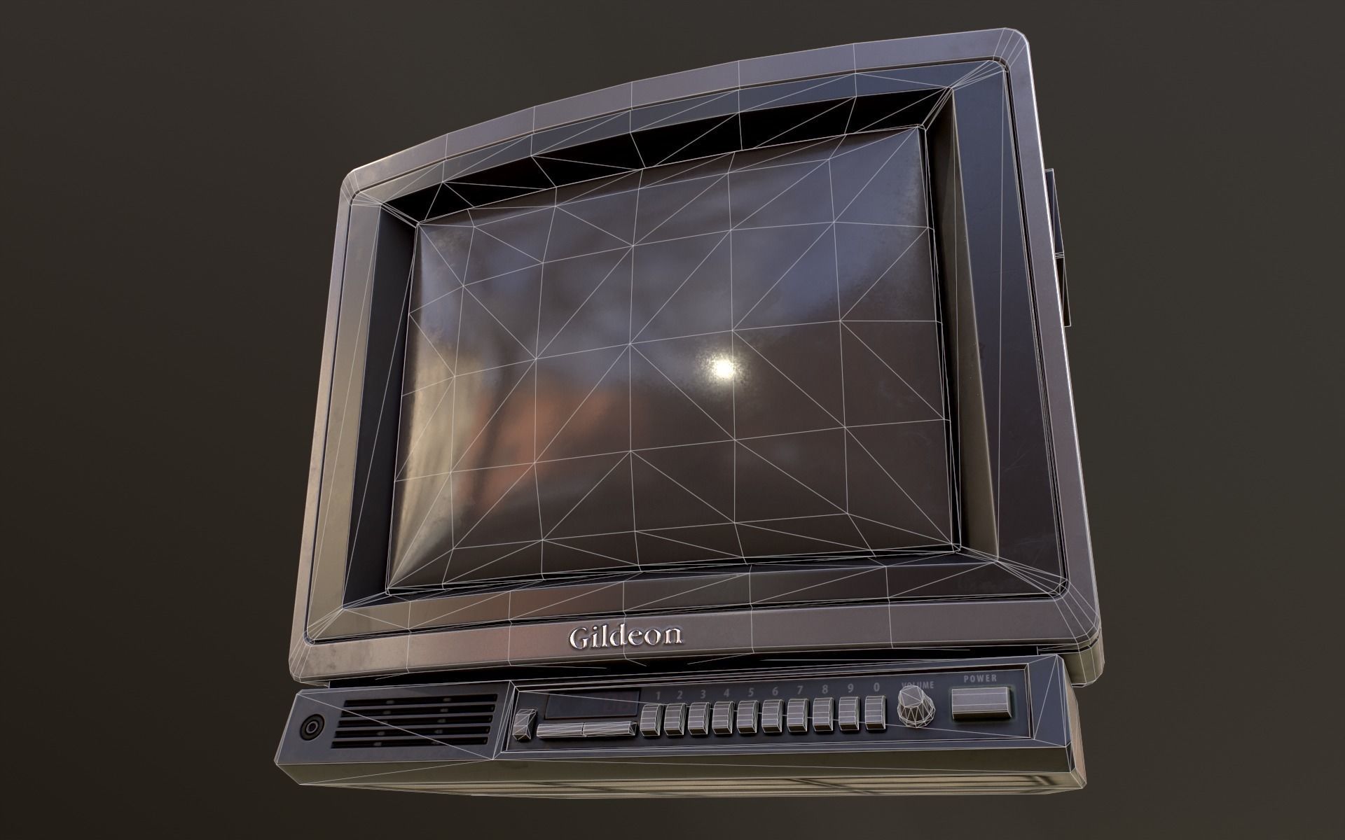 Retro Television from 80s Low-poly 3D model_44