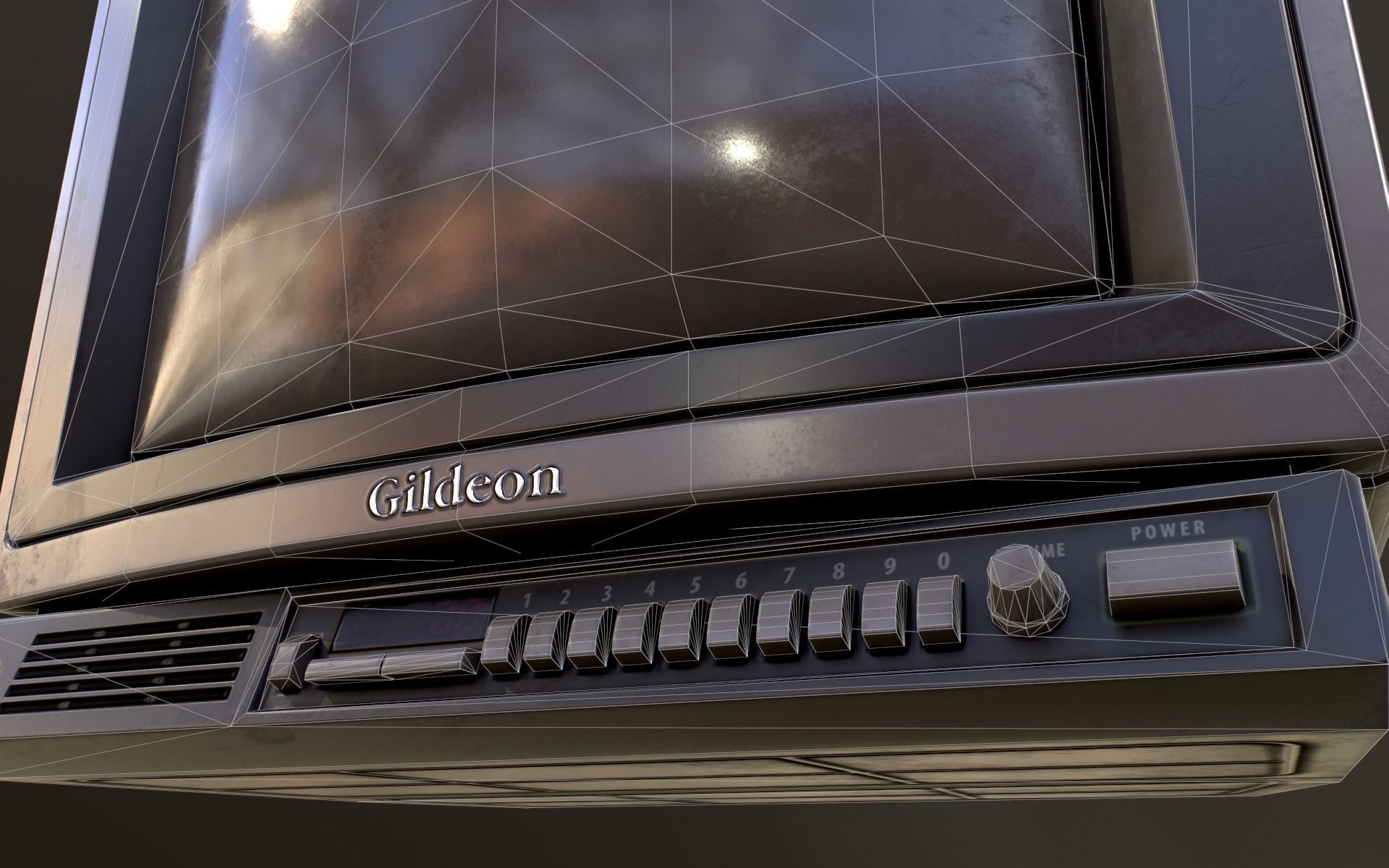 Retro Television from 80s Low-poly 3D model_42