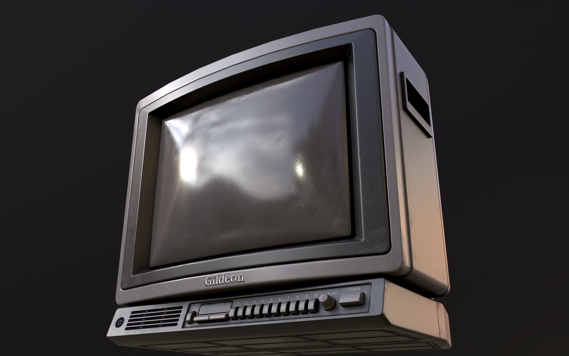 Retro Television from 80s Low-poly 3D model_23