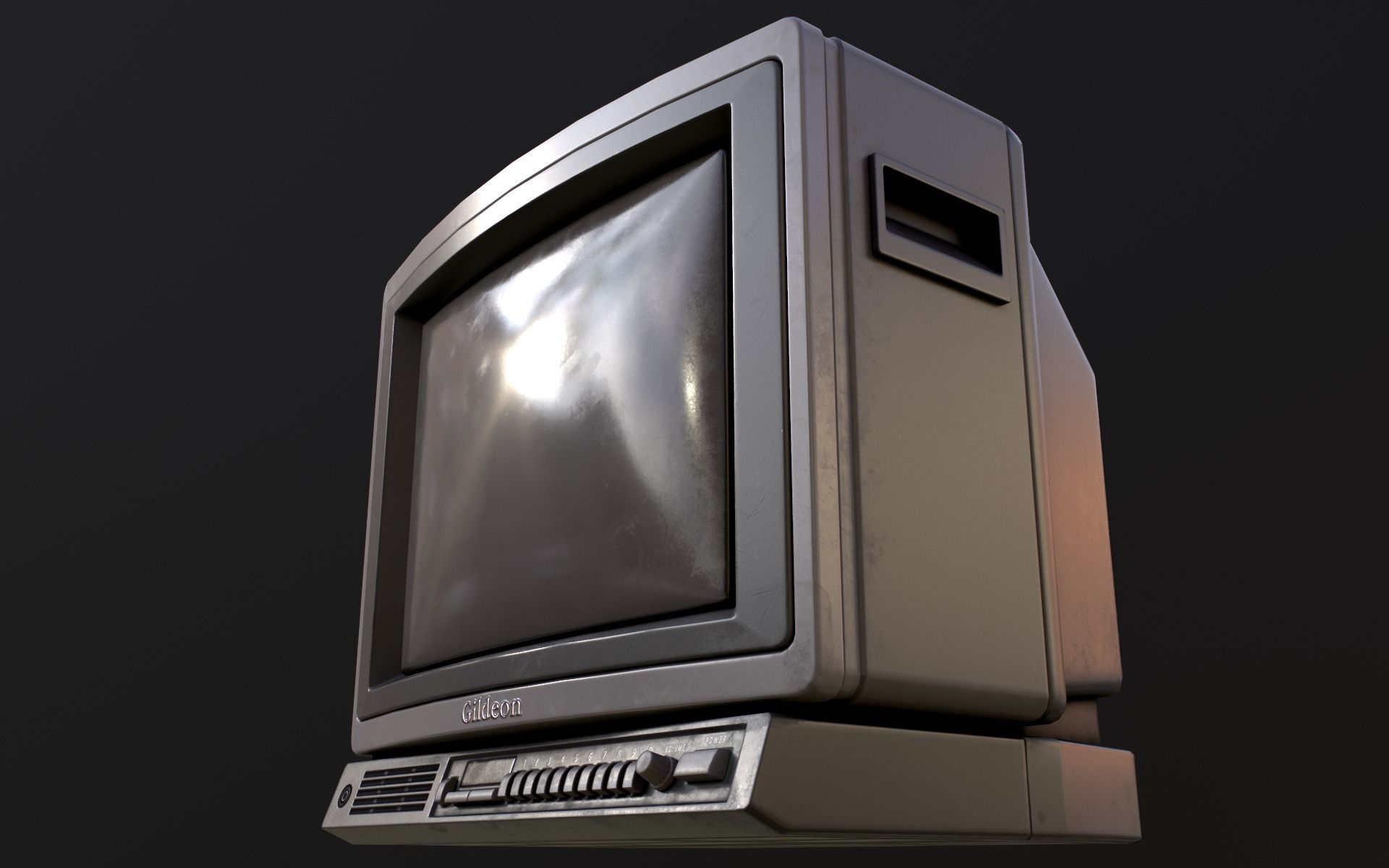 Retro Television from 80s Low-poly 3D model_22