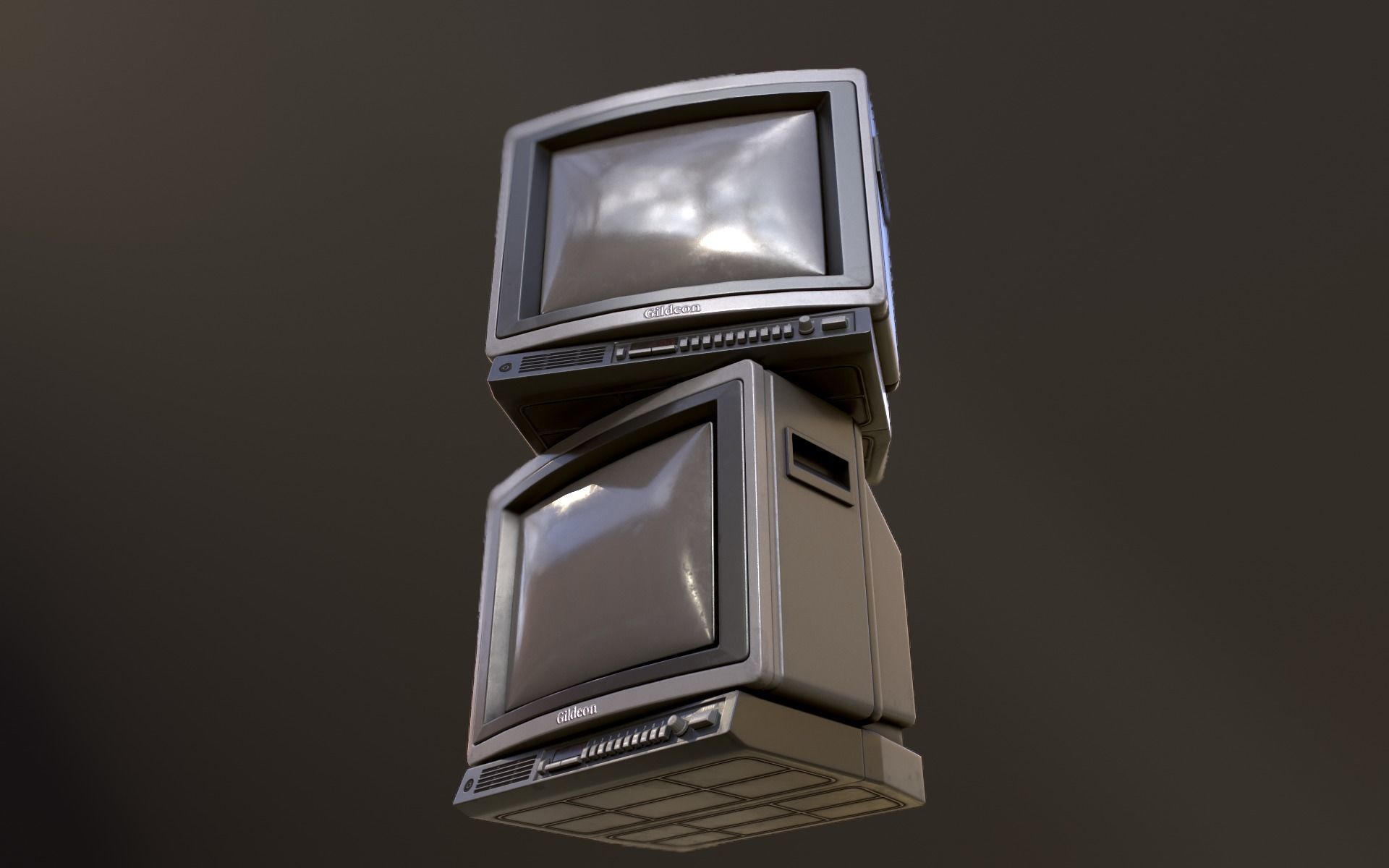 Retro Television from 80s Low-poly 3D model_35