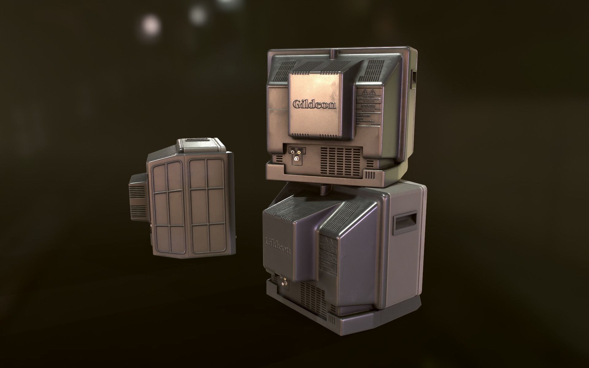 Retro Television from 80s Low-poly 3D model_8