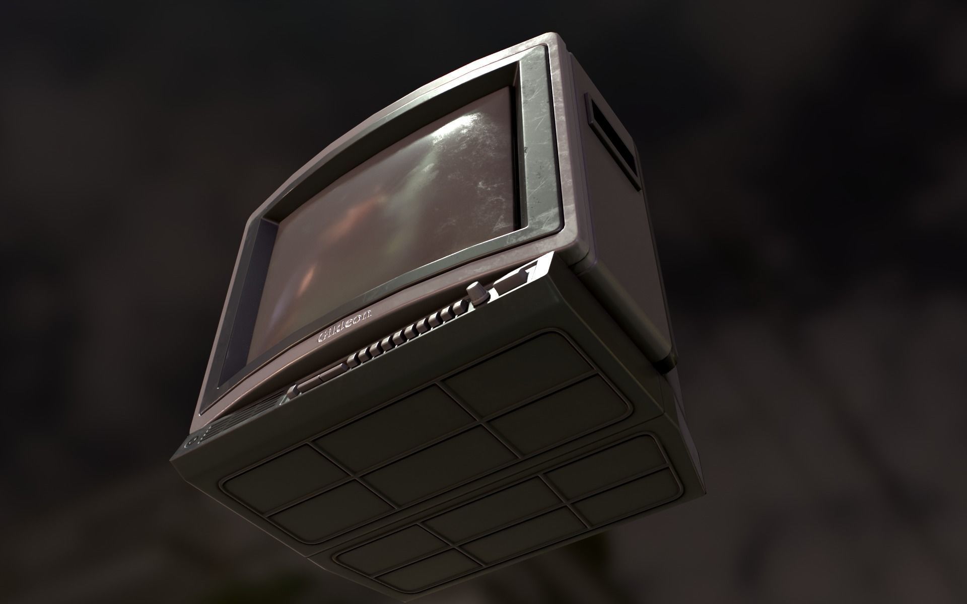 Retro Television from 80s Low-poly 3D model_14