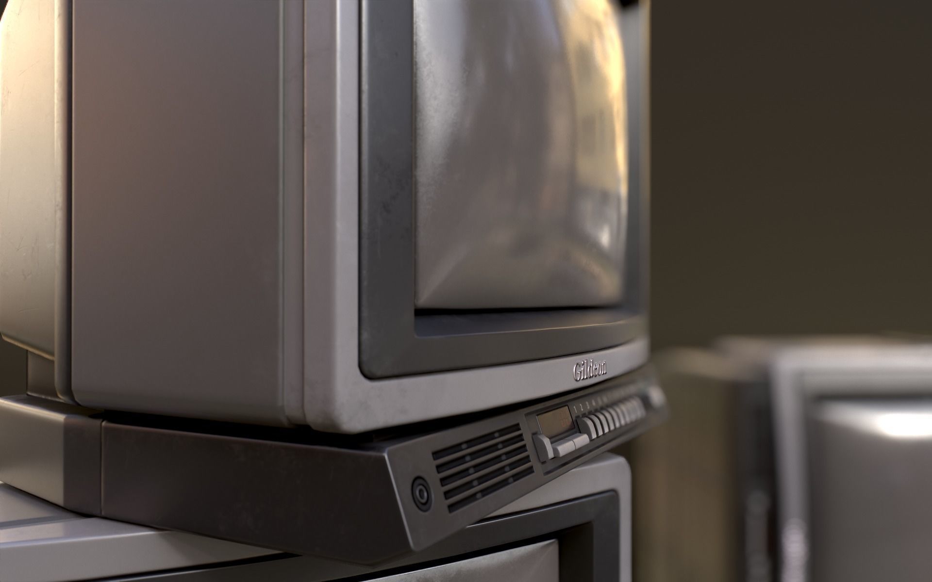 Retro Television from 80s Low-poly 3D model_33