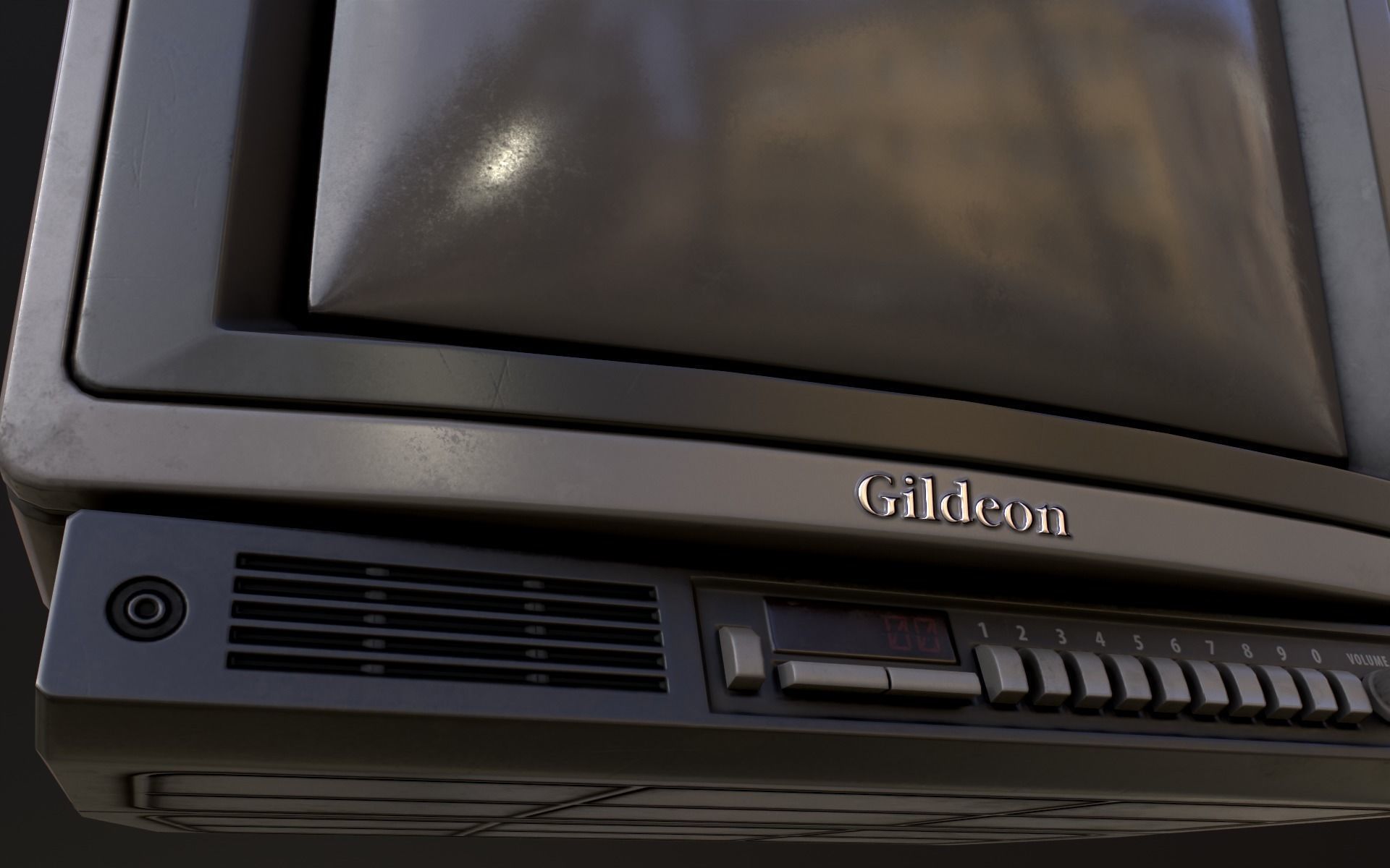 Retro Television from 80s Low-poly 3D model_19