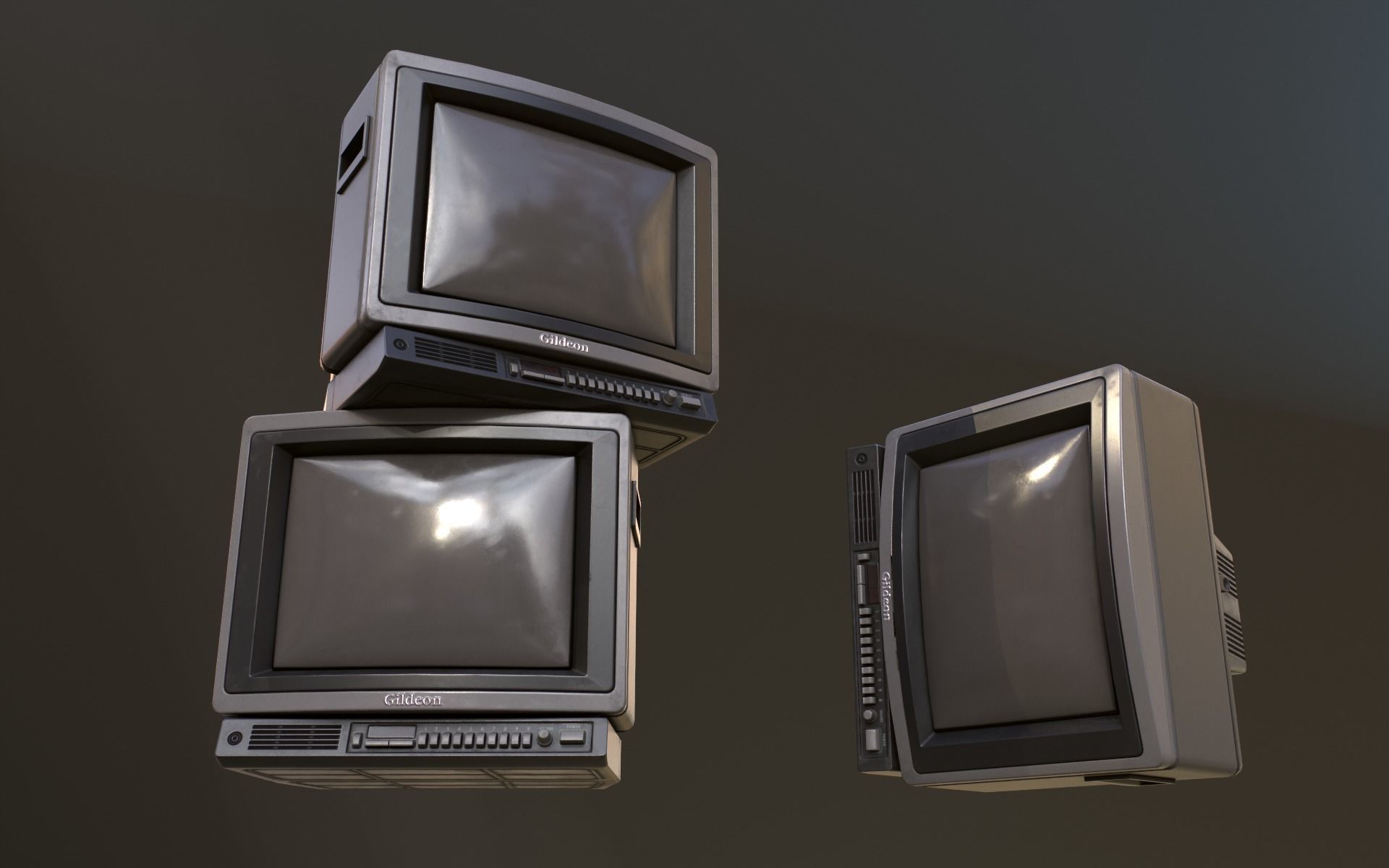 Retro Television from 80s Low-poly 3D model_24