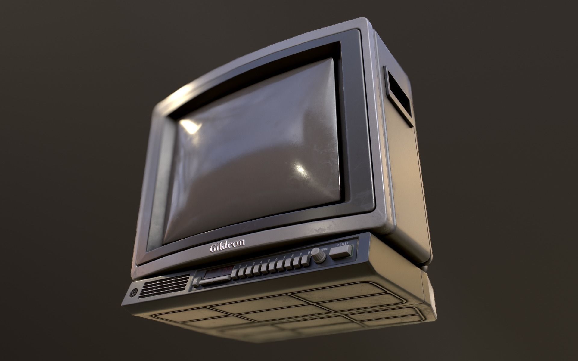 Retro Television from 80s Low-poly 3D model_7