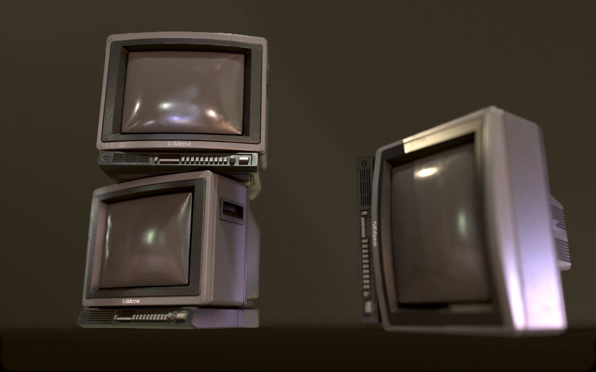 Retro Television from 80s Low-poly 3D model_2
