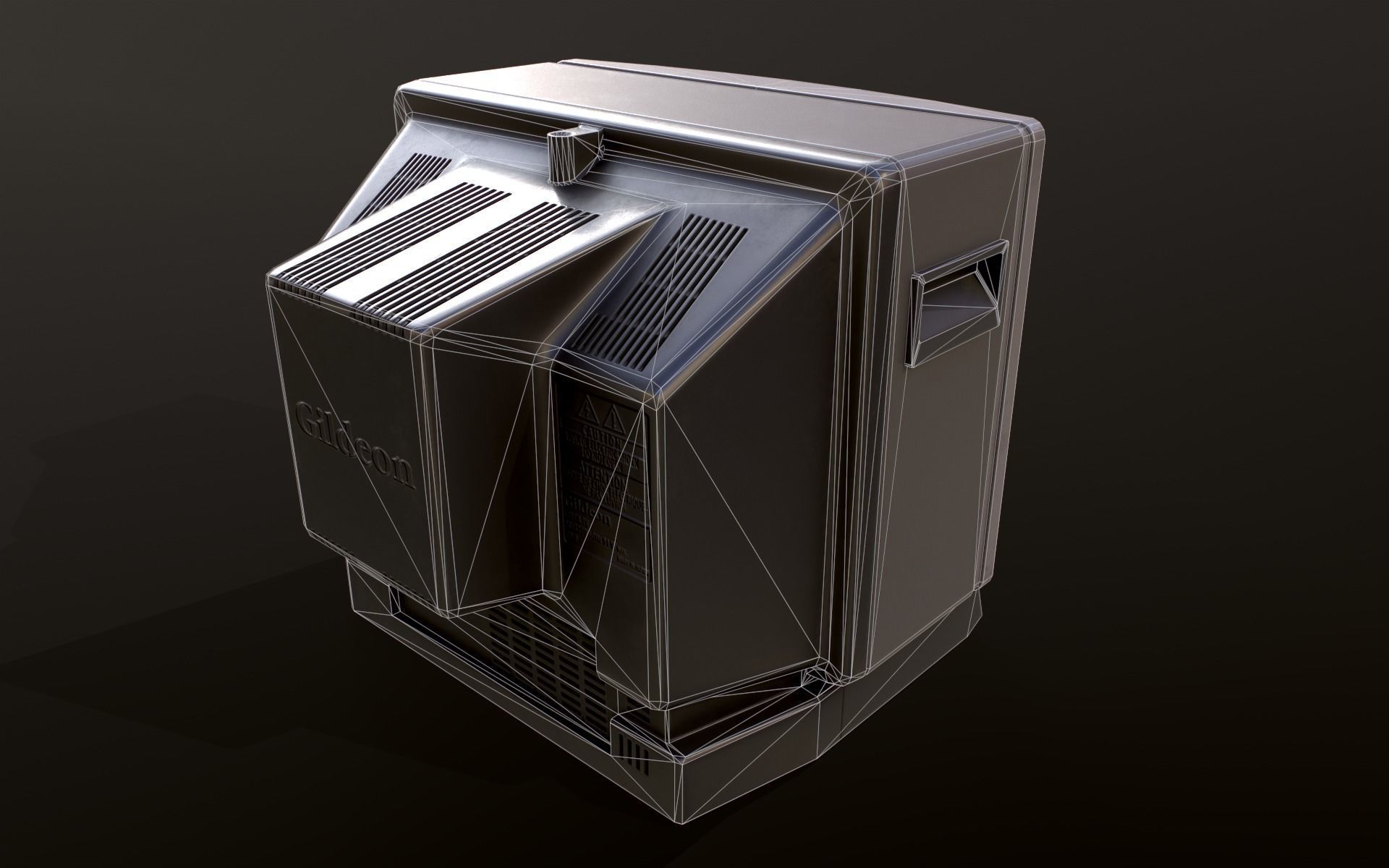 Retro Television from 80s Low-poly 3D model_40