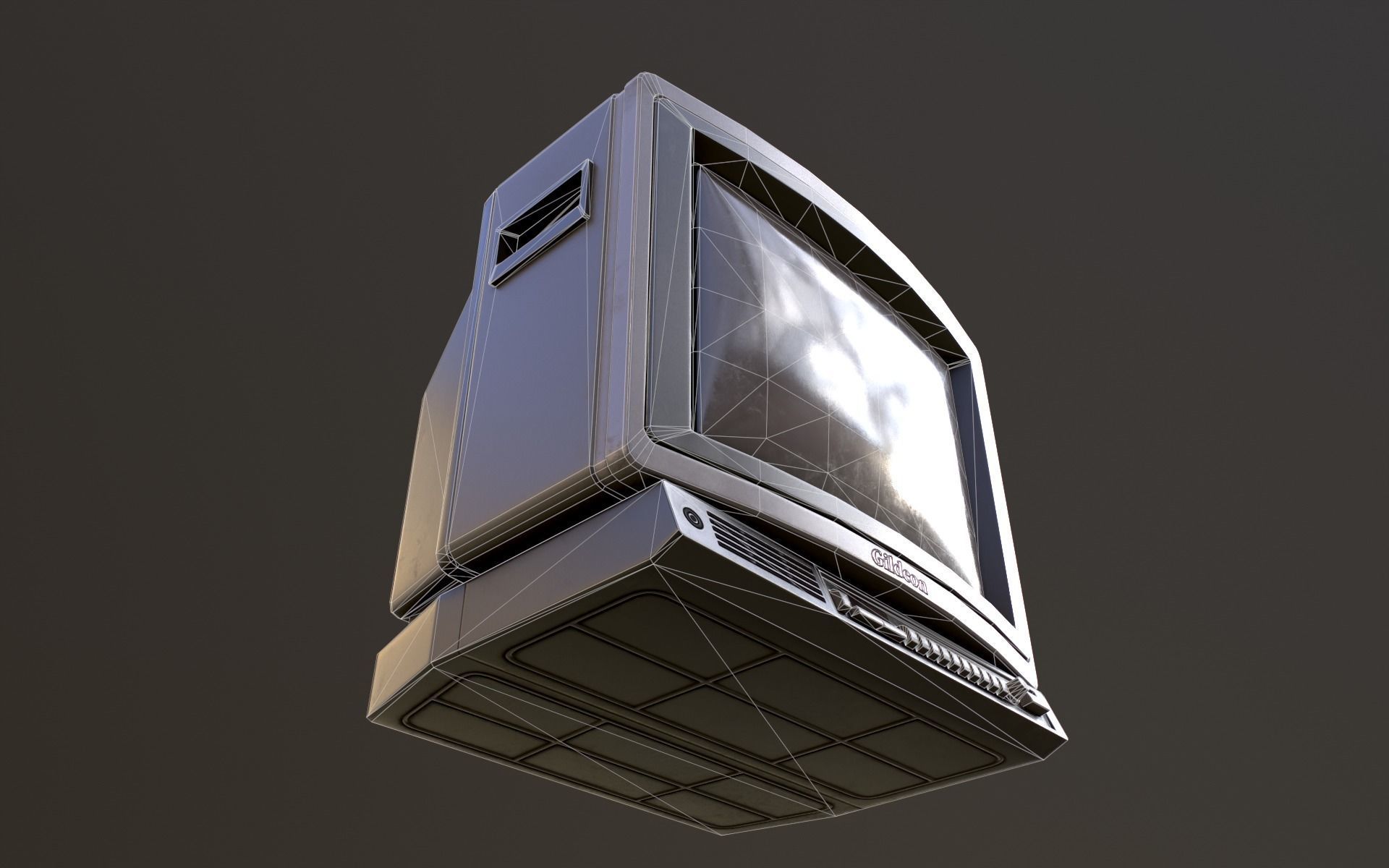Retro Television from 80s Low-poly 3D model_41