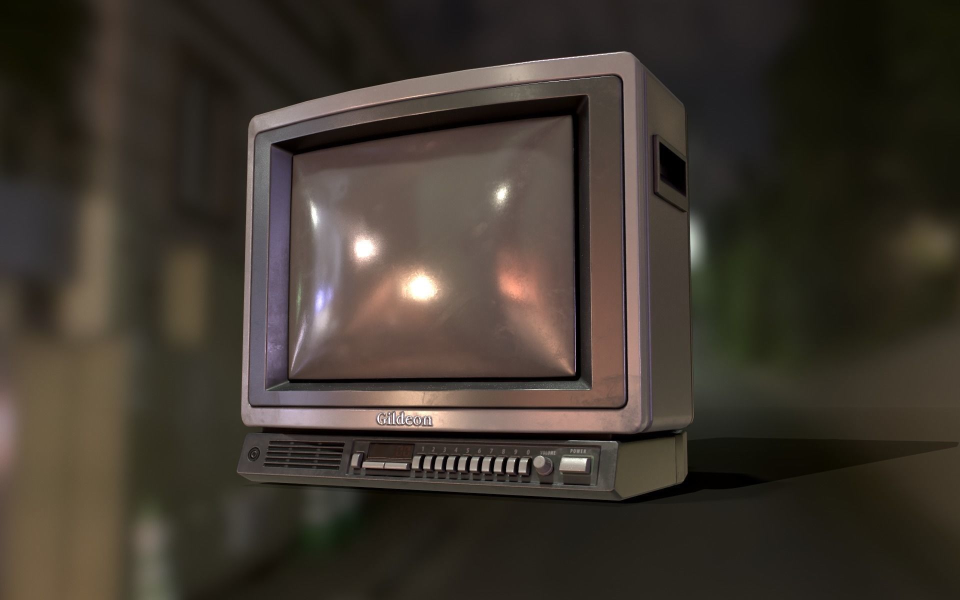 Retro Television from 80s Low-poly 3D model_9
