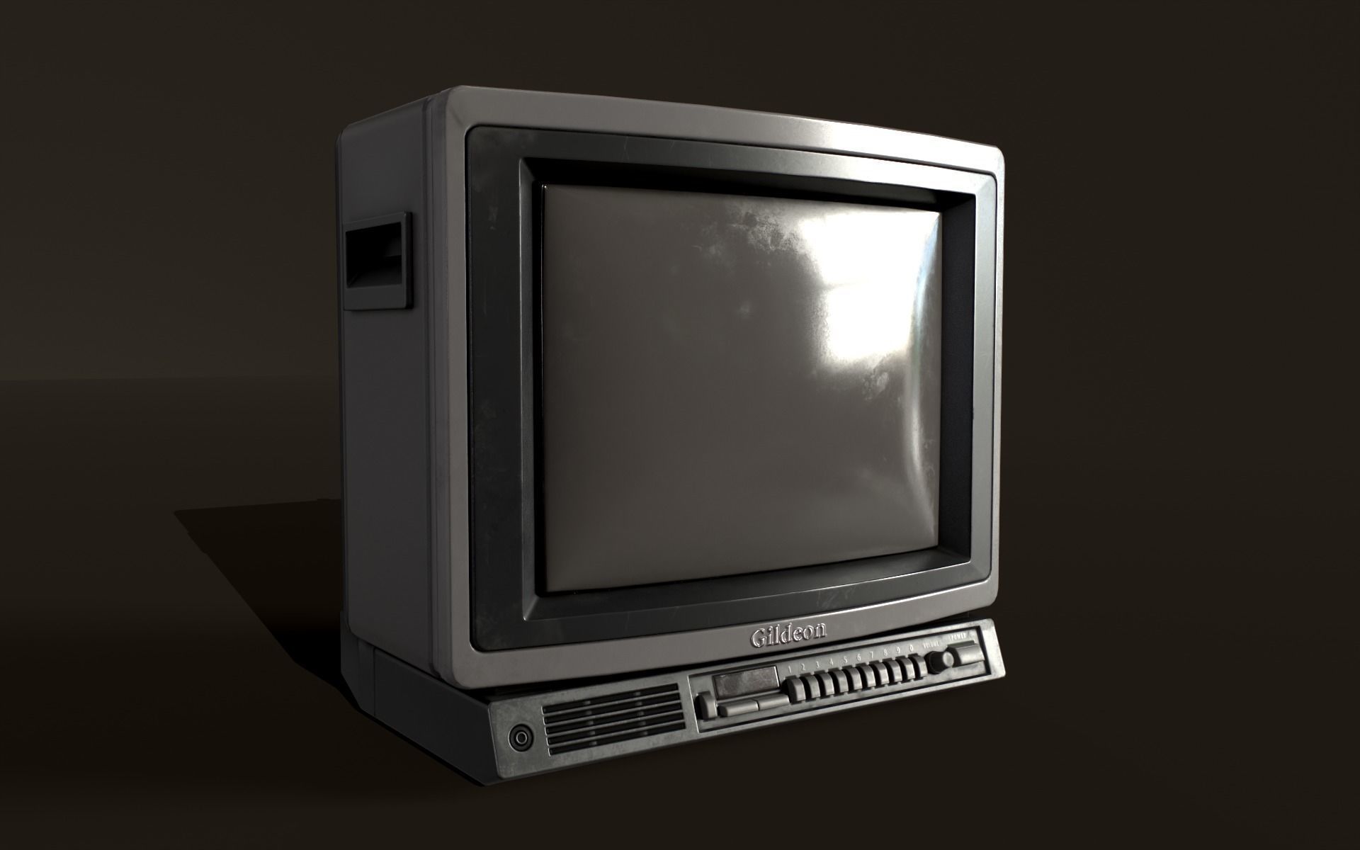 Retro Television from 80s Low-poly 3D model_16