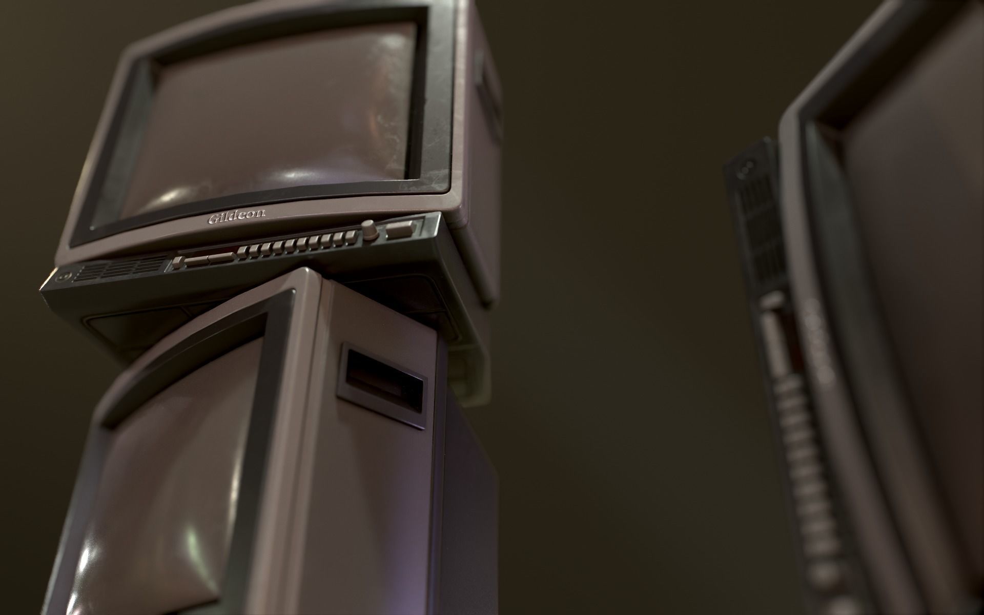 Retro Television from 80s Low-poly 3D model_29