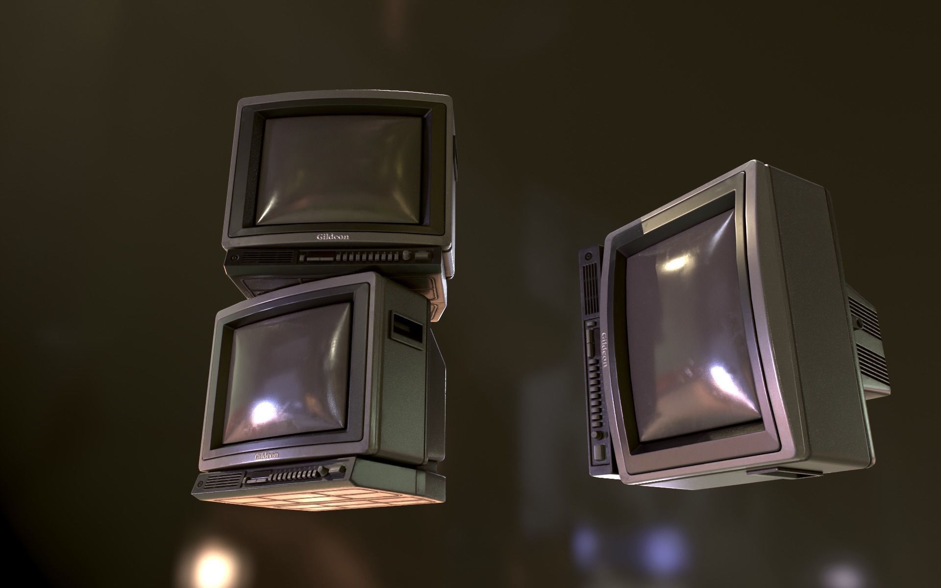 Retro Television from 80s Low-poly 3D model_27