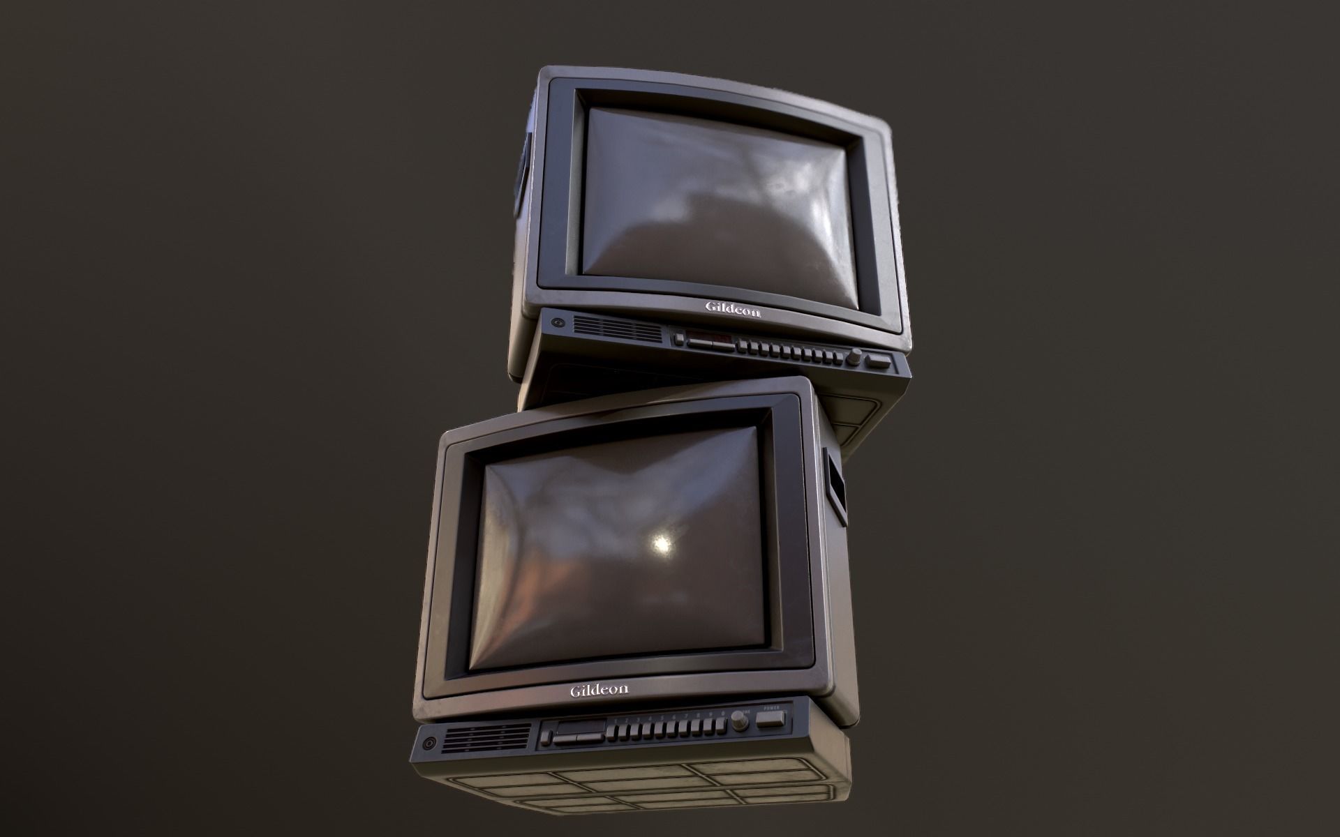 Retro Television from 80s Low-poly 3D model_6