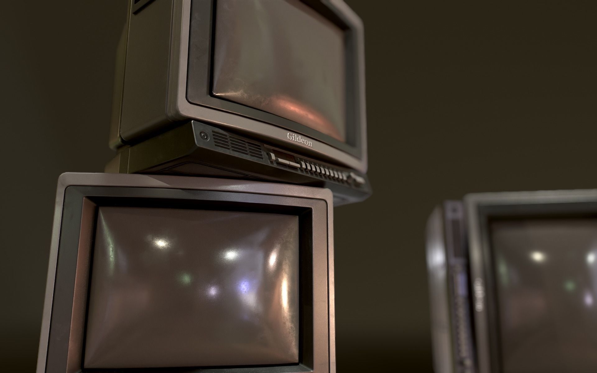 Retro Television from 80s Low-poly 3D model_30