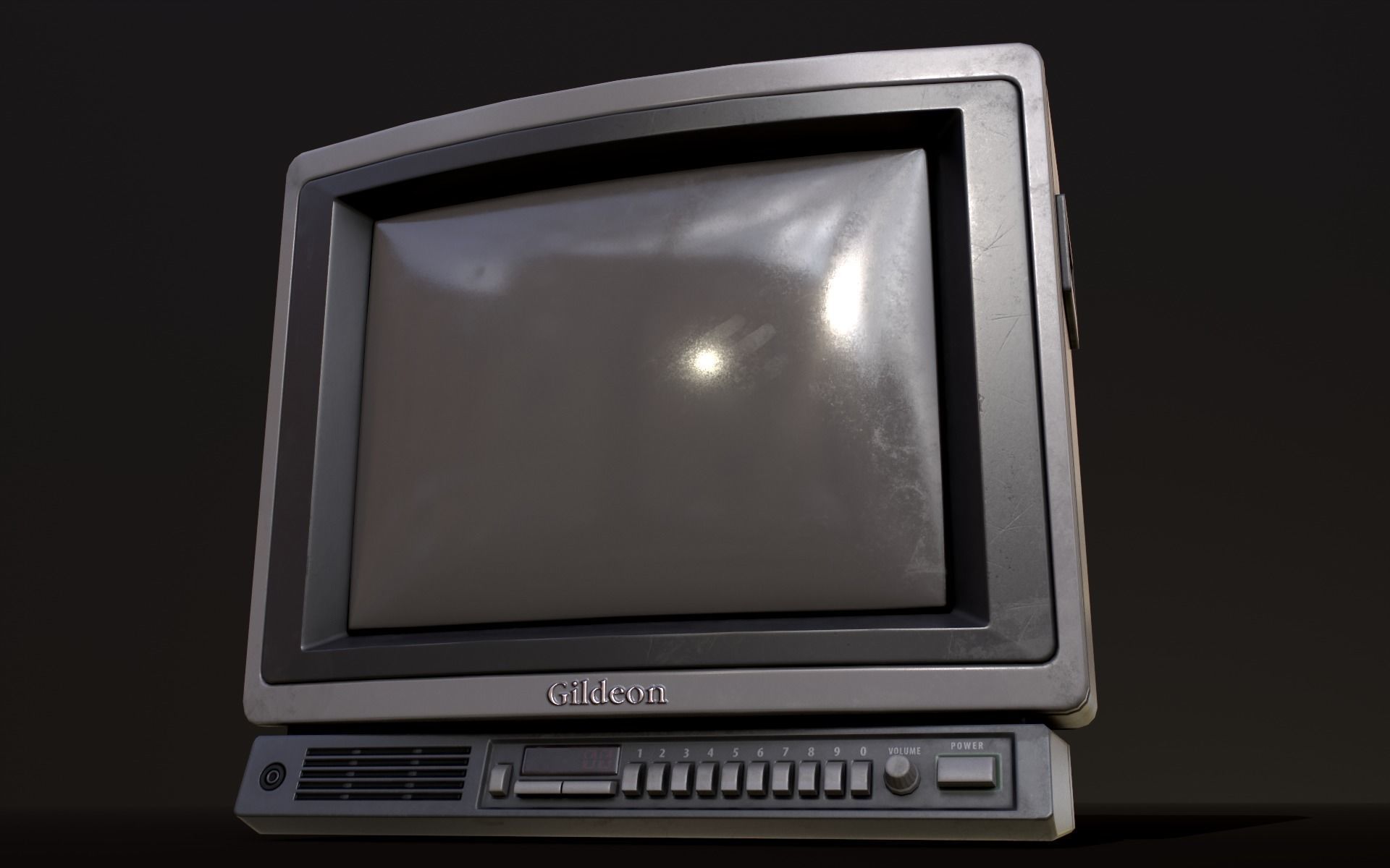 Retro Television from 80s Low-poly 3D model_17