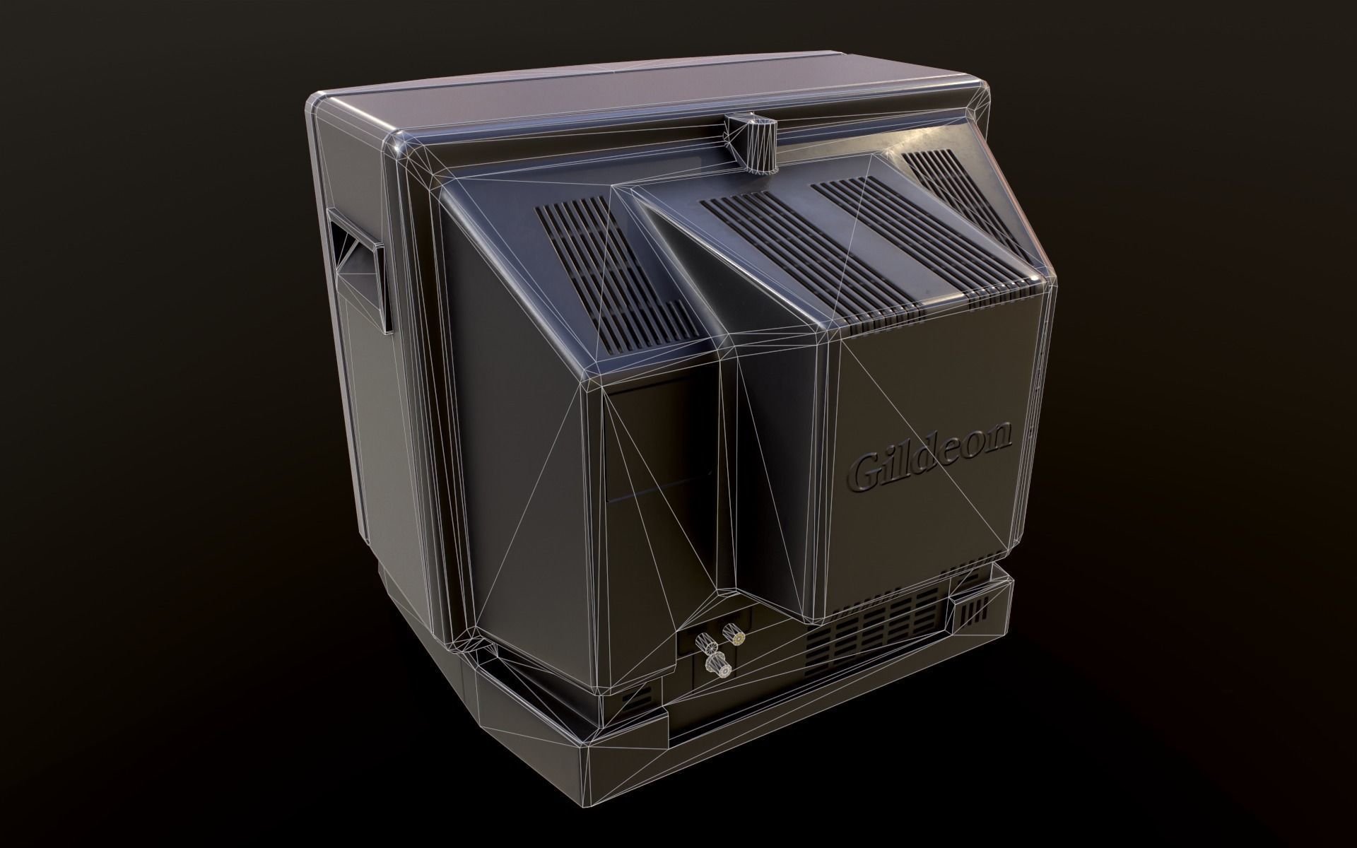 Retro Television from 80s Low-poly 3D model_39