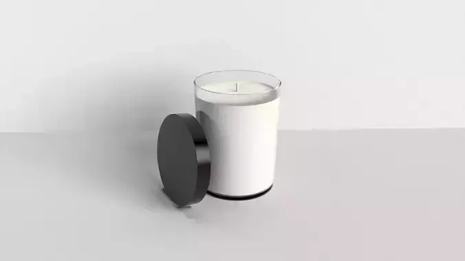 Glass Candle With Black Lid  
