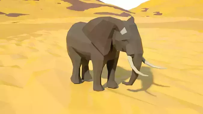 Elephant 3d model animated Low-poly 3D model