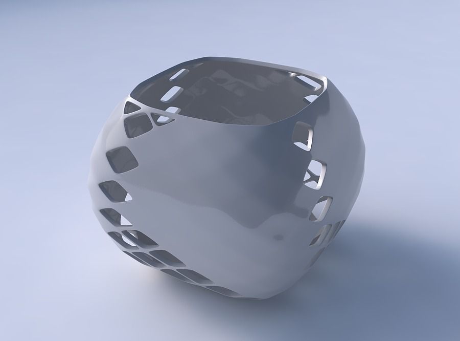 Bowl semi-quadratic with diagonal grid lattice 2 3D print model_3