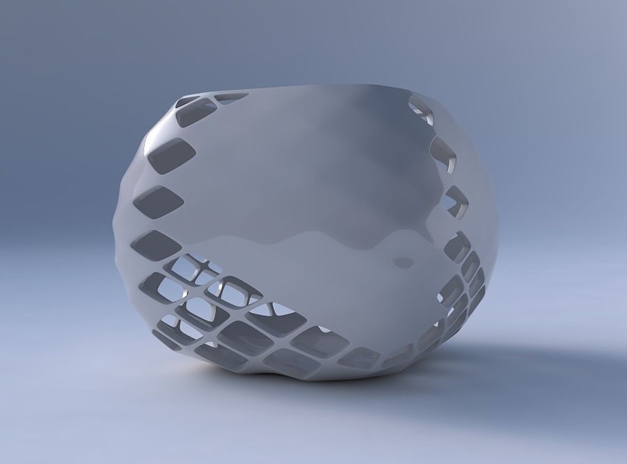 Bowl semi-quadratic with diagonal grid lattice 2 3D print model_4