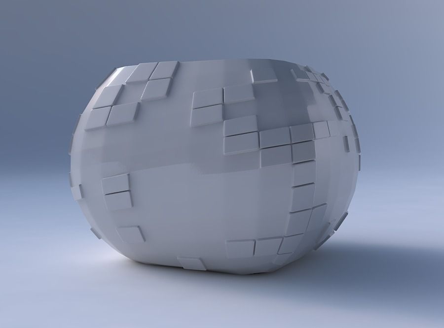 Bowl semi-quadratic with wavy scattered grid plates 3D print model_4