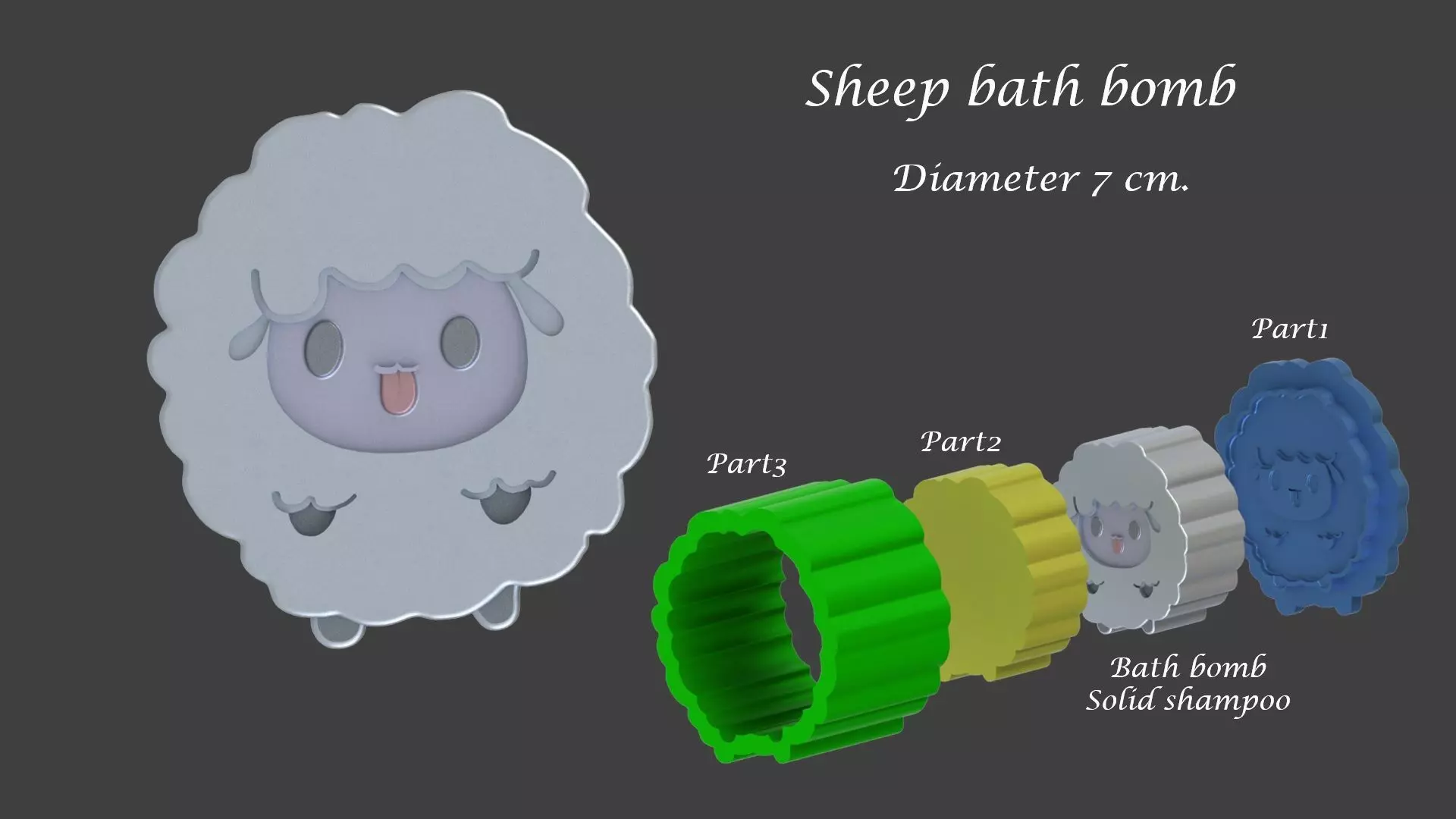 Sheep mold Bath bomb Solid shampoo 3D print model