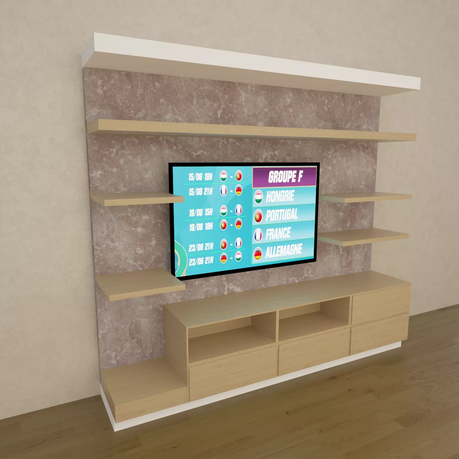 tv set stand with shelves and Free 3D model