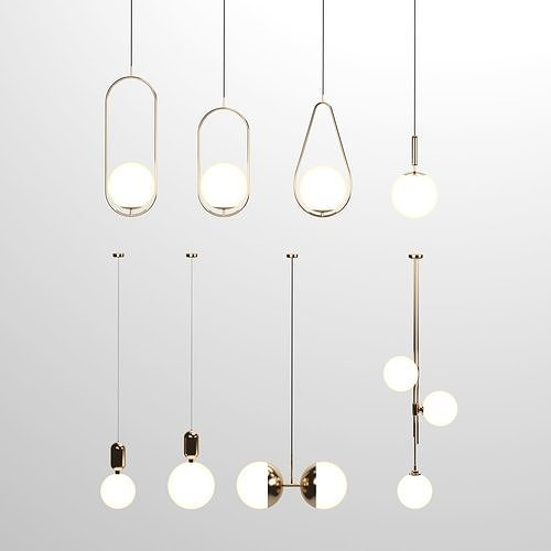 Modern round pendant lamp free Free 3D model