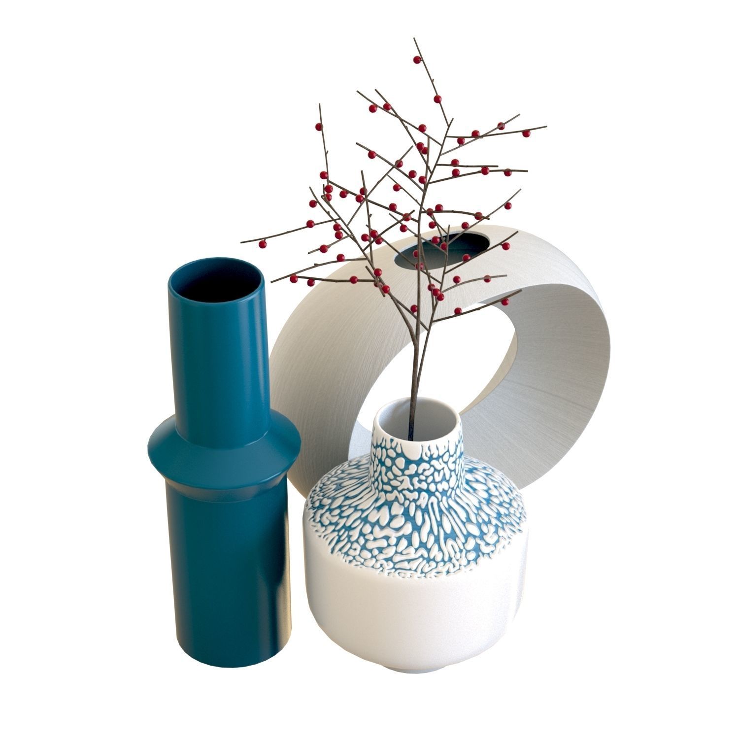 Crate and Barrel Alura Percy and Danice Vases 3D model_2