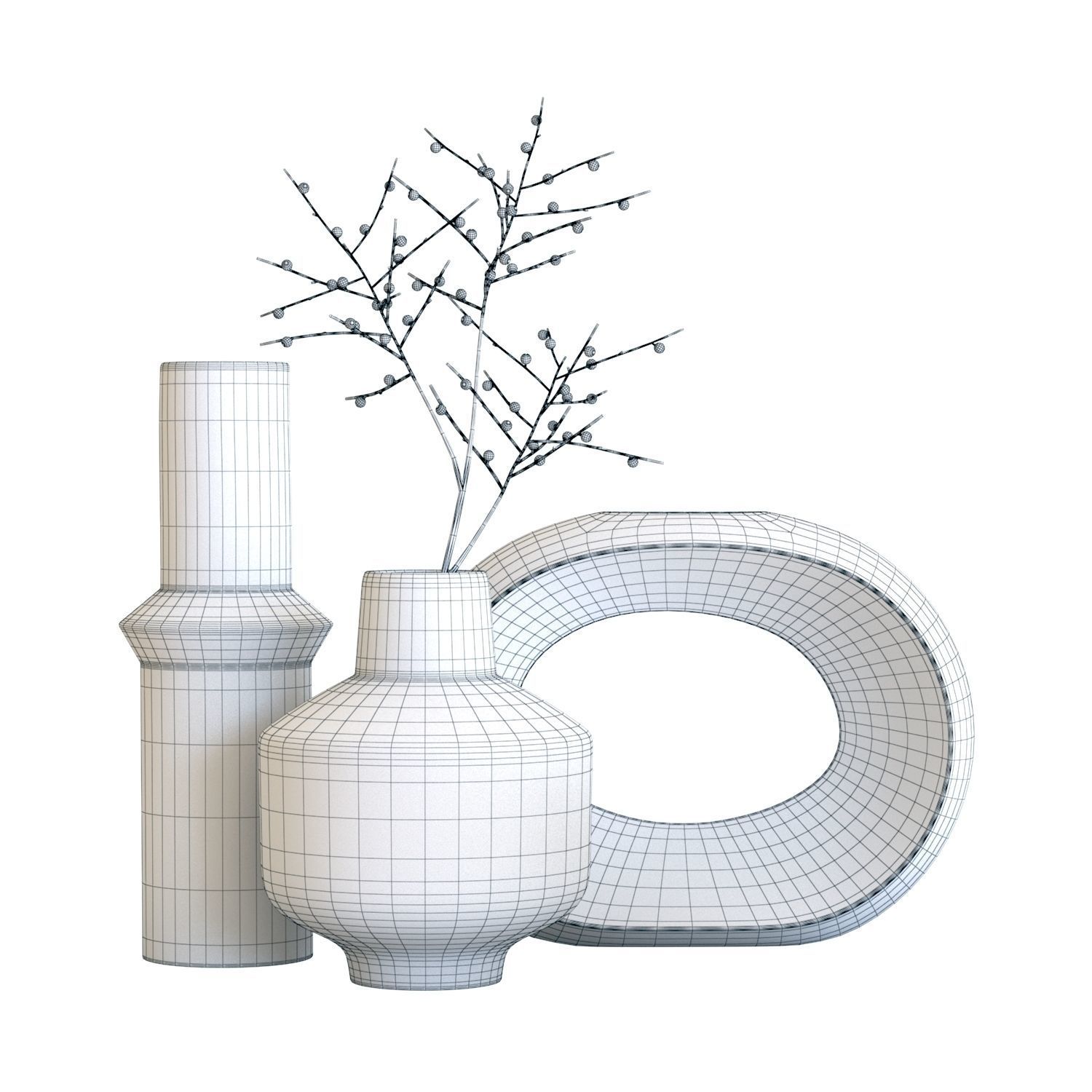 Crate and Barrel Alura Percy and Danice Vases 3D model_1