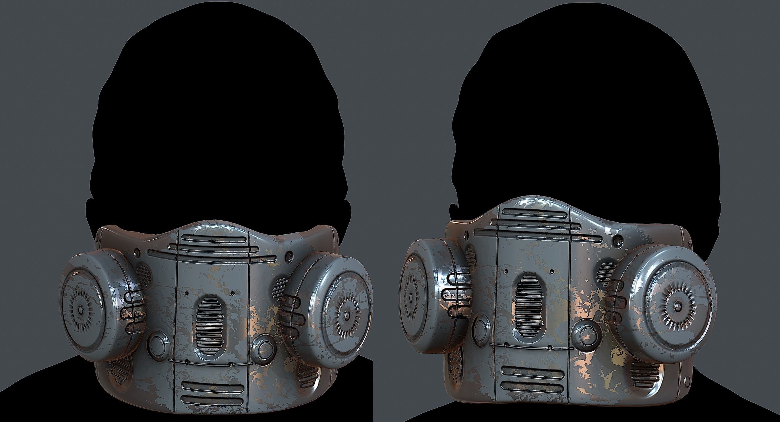 Gas mask helmet 3d model scifi Low-poly  Low-poly 3D model_1