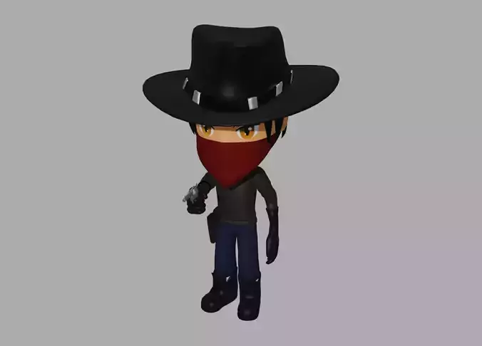 western outlaw - cowboy toon Low-poly 3D model