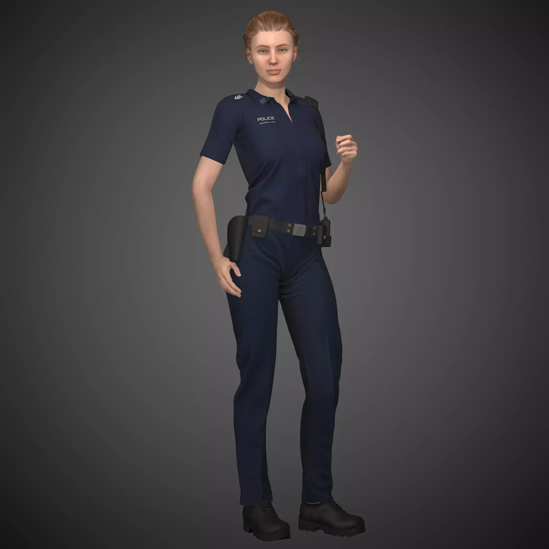 FemaleCop female police officer in uniform Low-poly 3D model