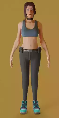Low Poly Game Ready Model woman in tank top and leggings