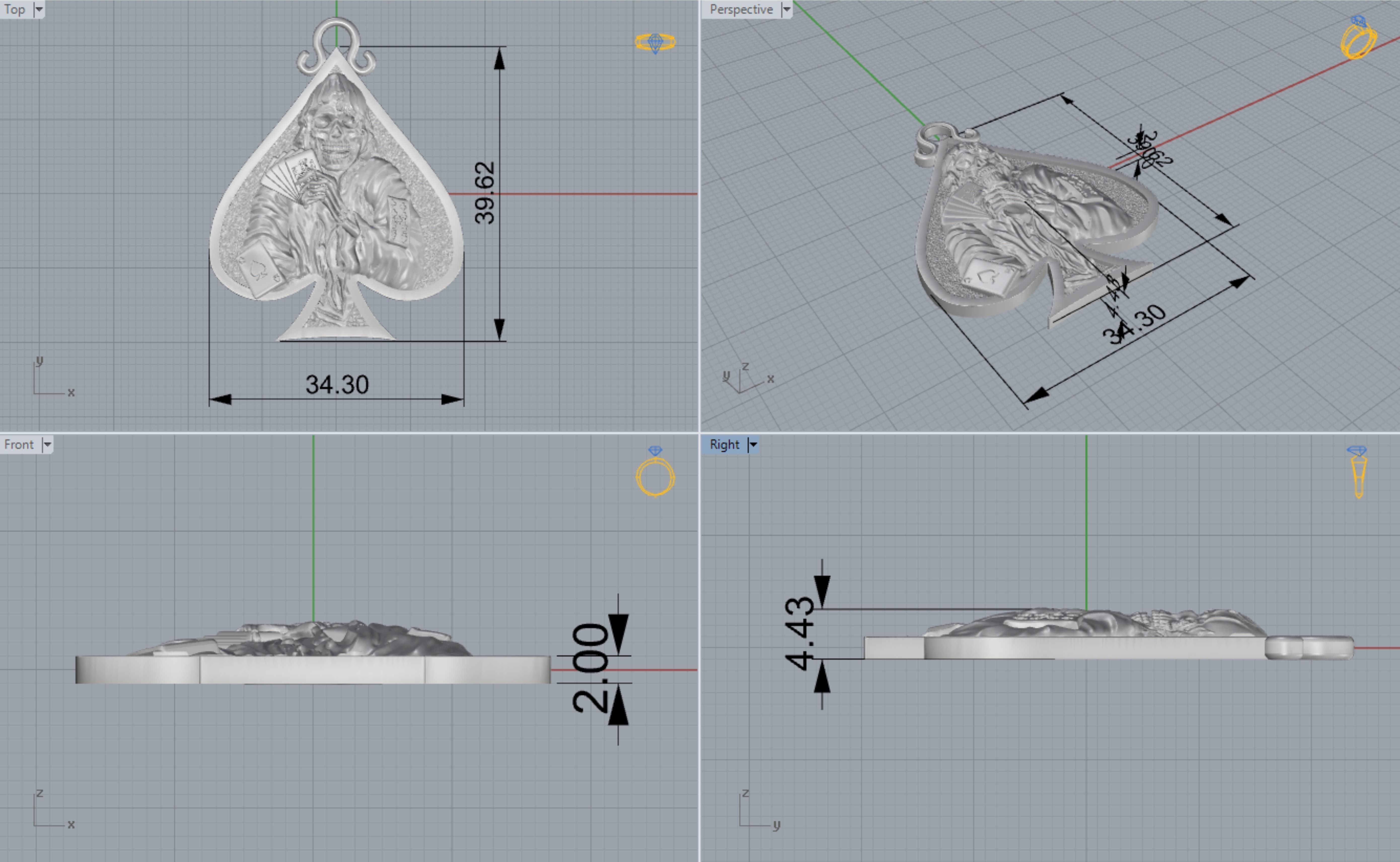 Spade Pendant 3D print model_4