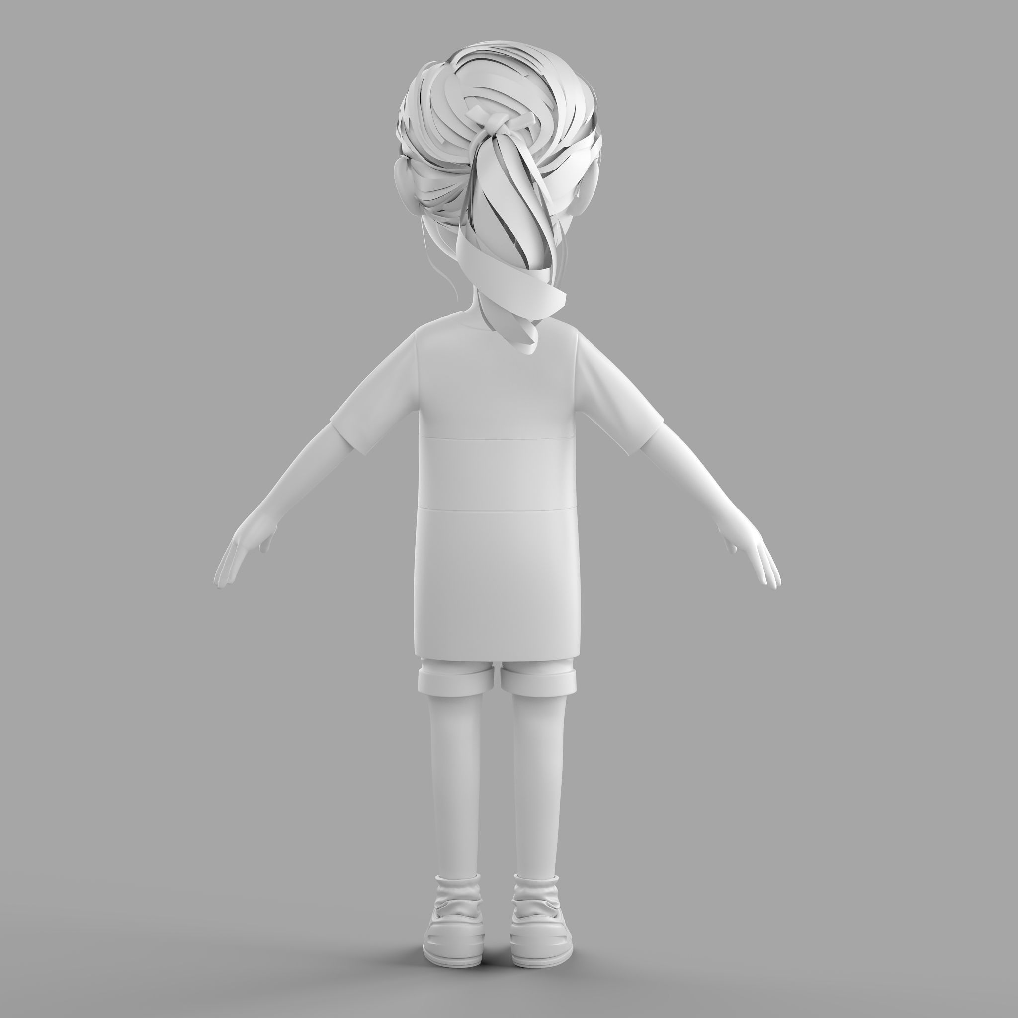 Cartoon Fangirl 3D model_4