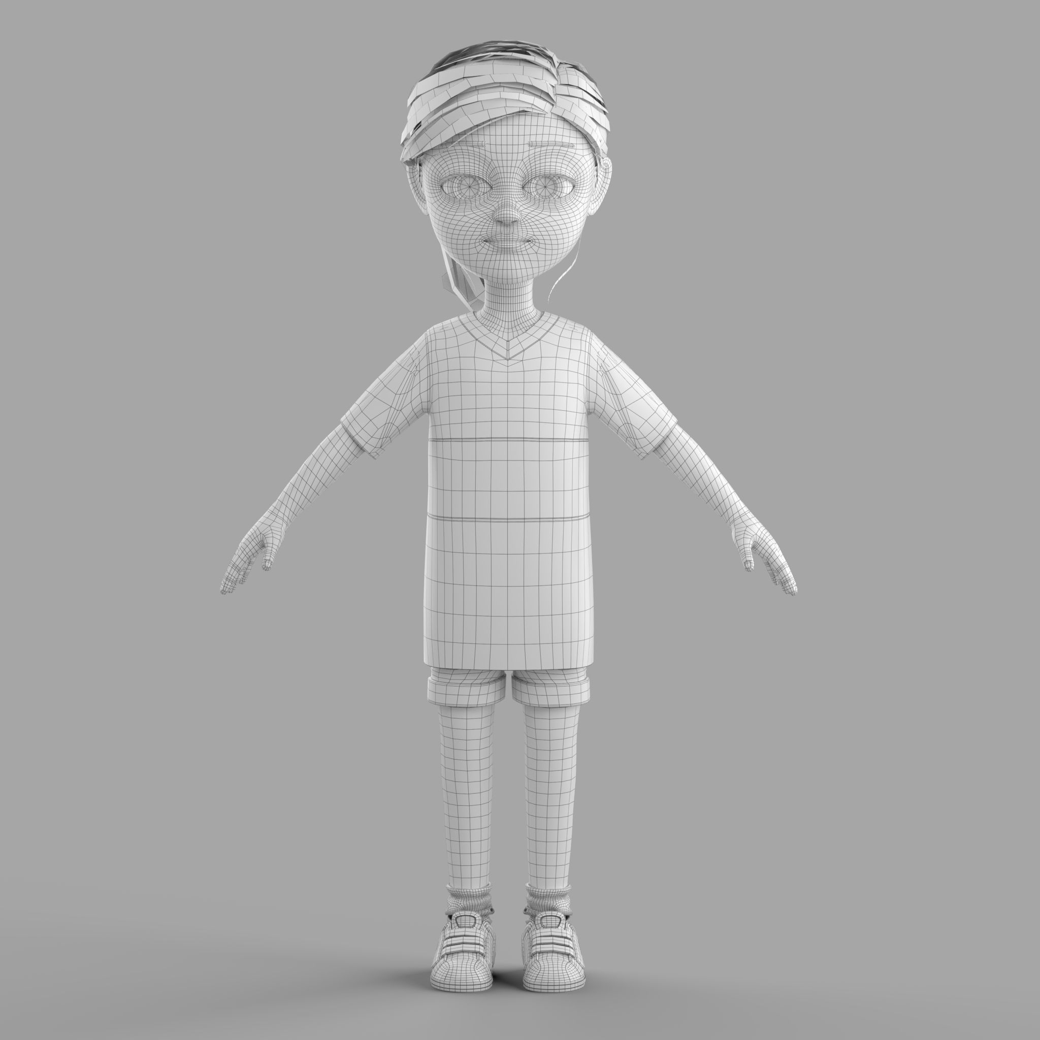 Cartoon Fangirl 3D model_6