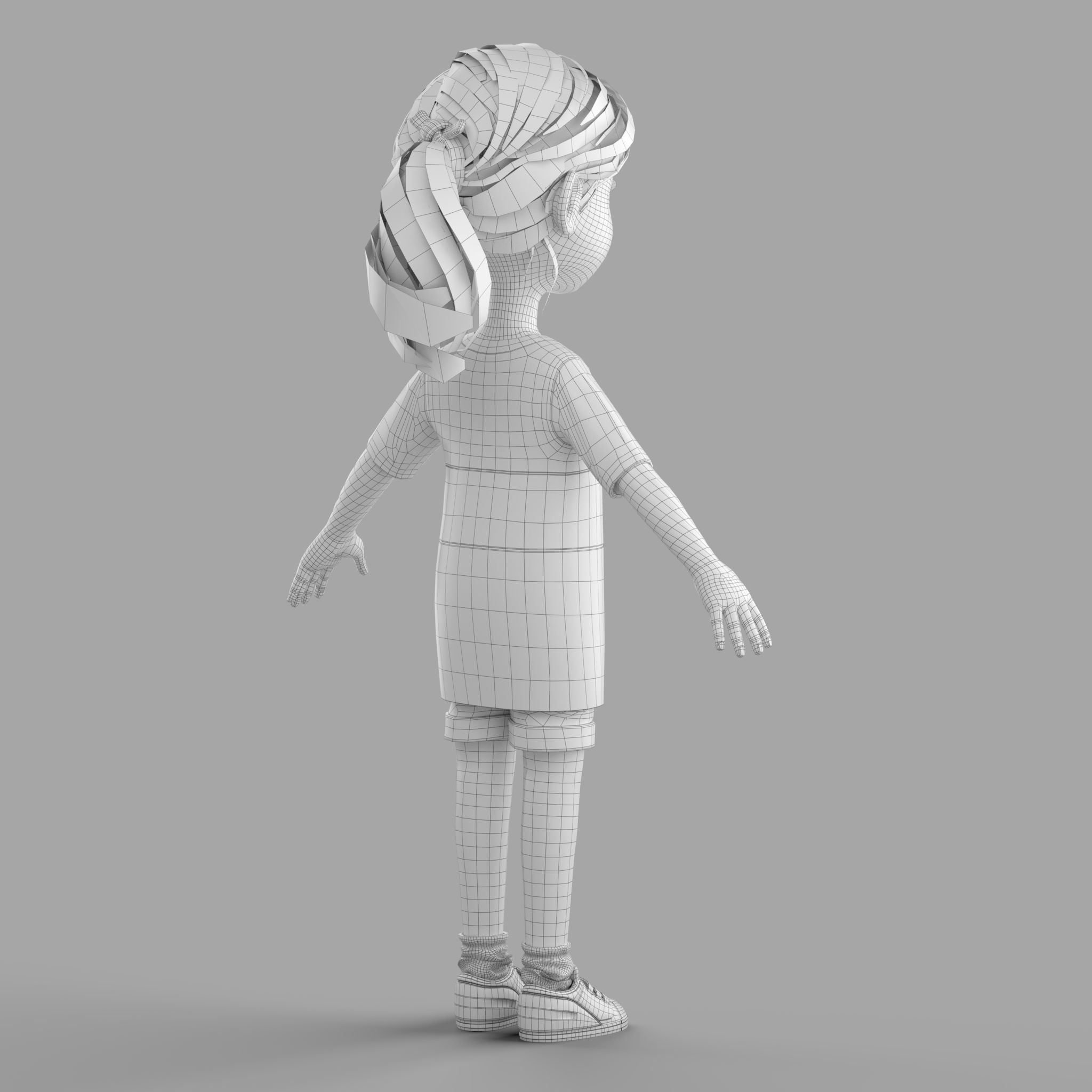 Cartoon Fangirl 3D model_8