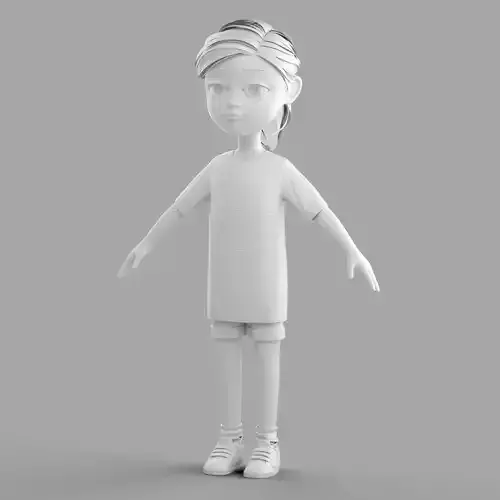 Cartoon Fangirl 3D model