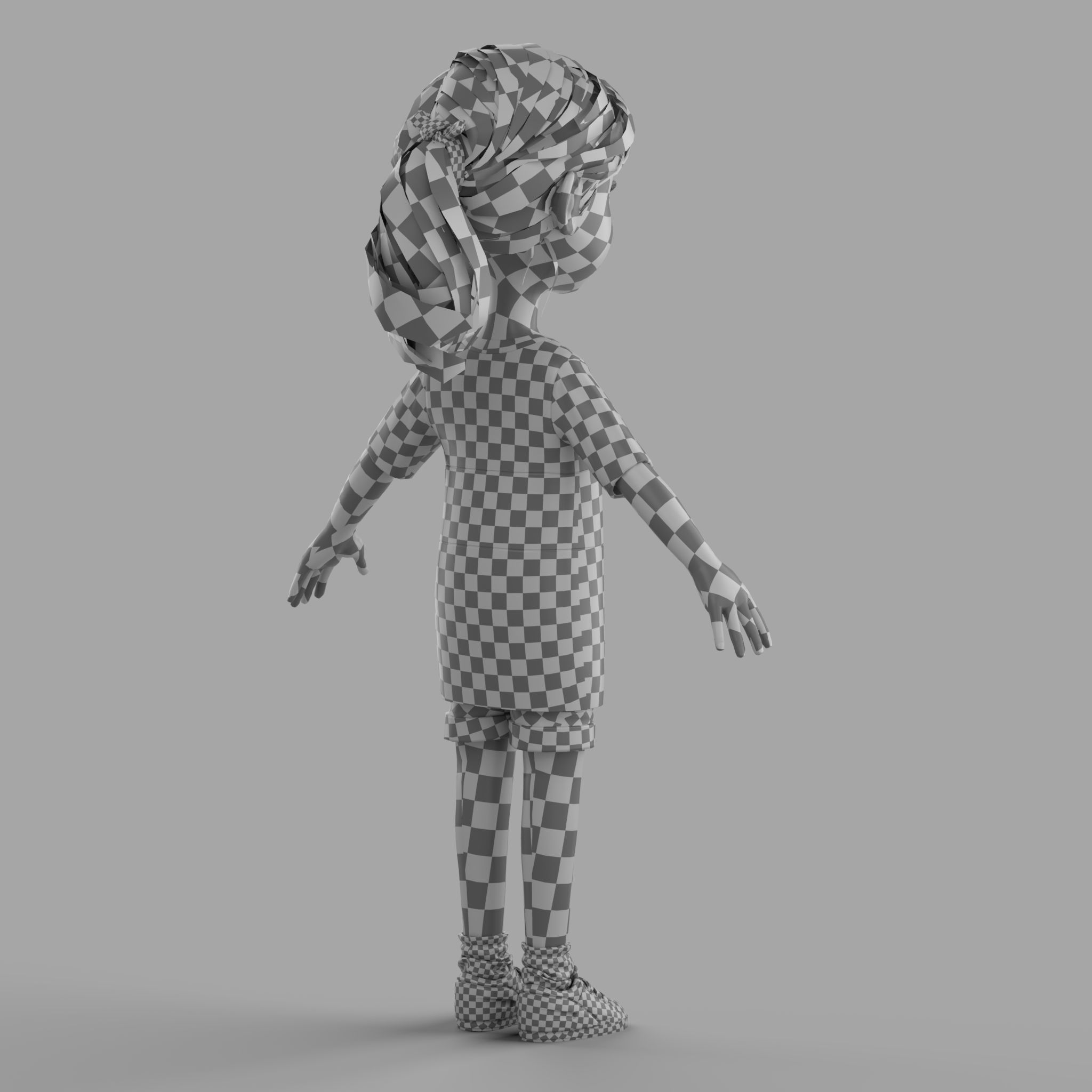 Cartoon Fangirl 3D model_13