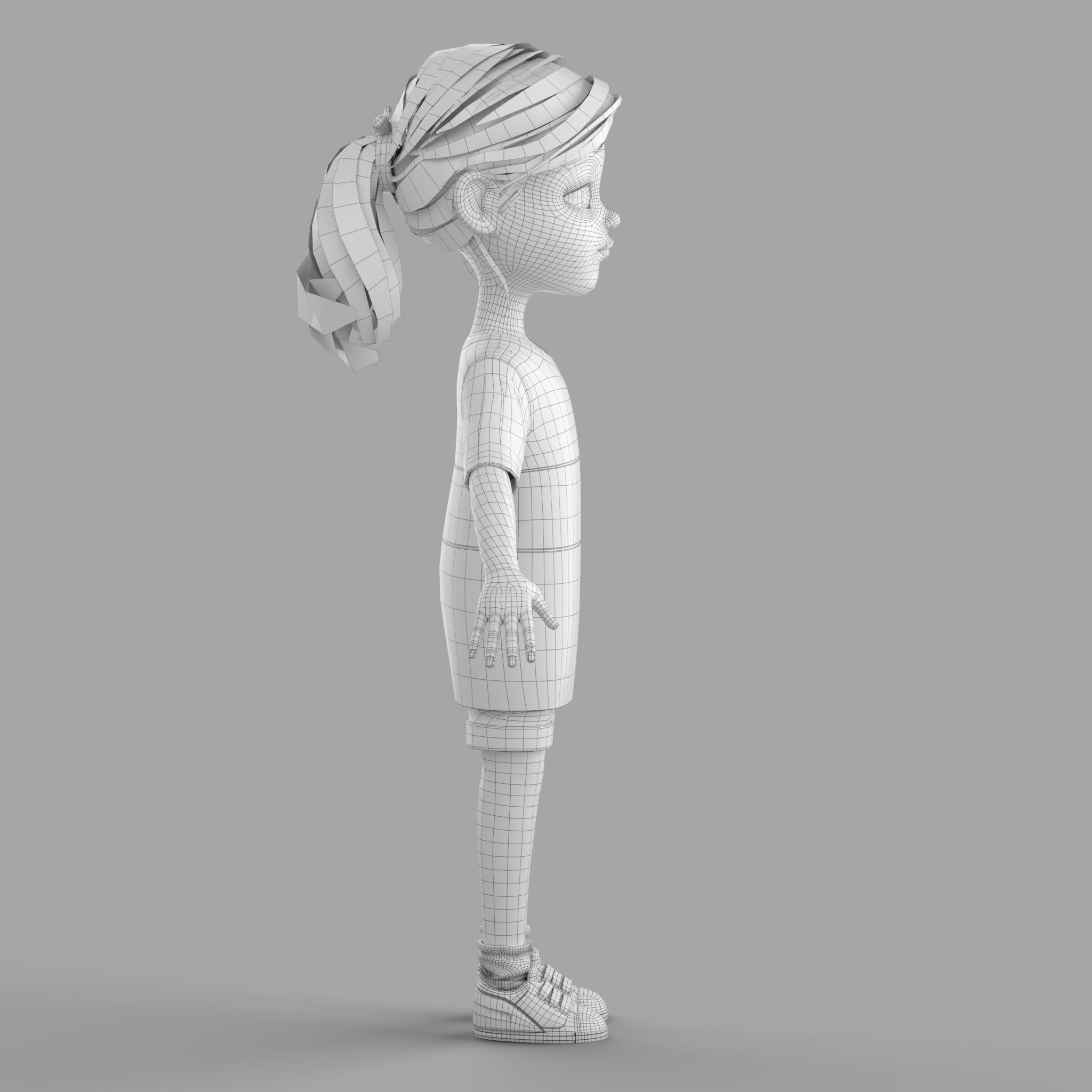 Cartoon Fangirl 3D model_7
