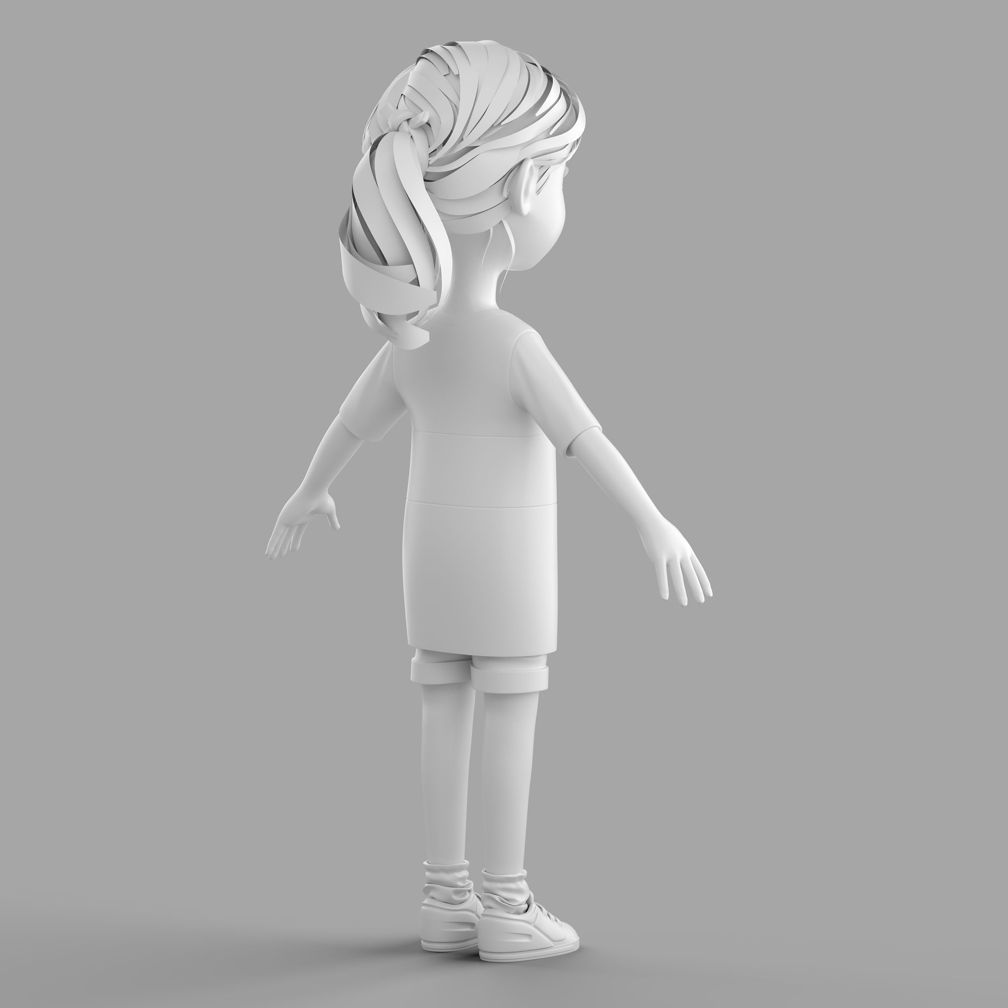 Cartoon Fangirl 3D model_3