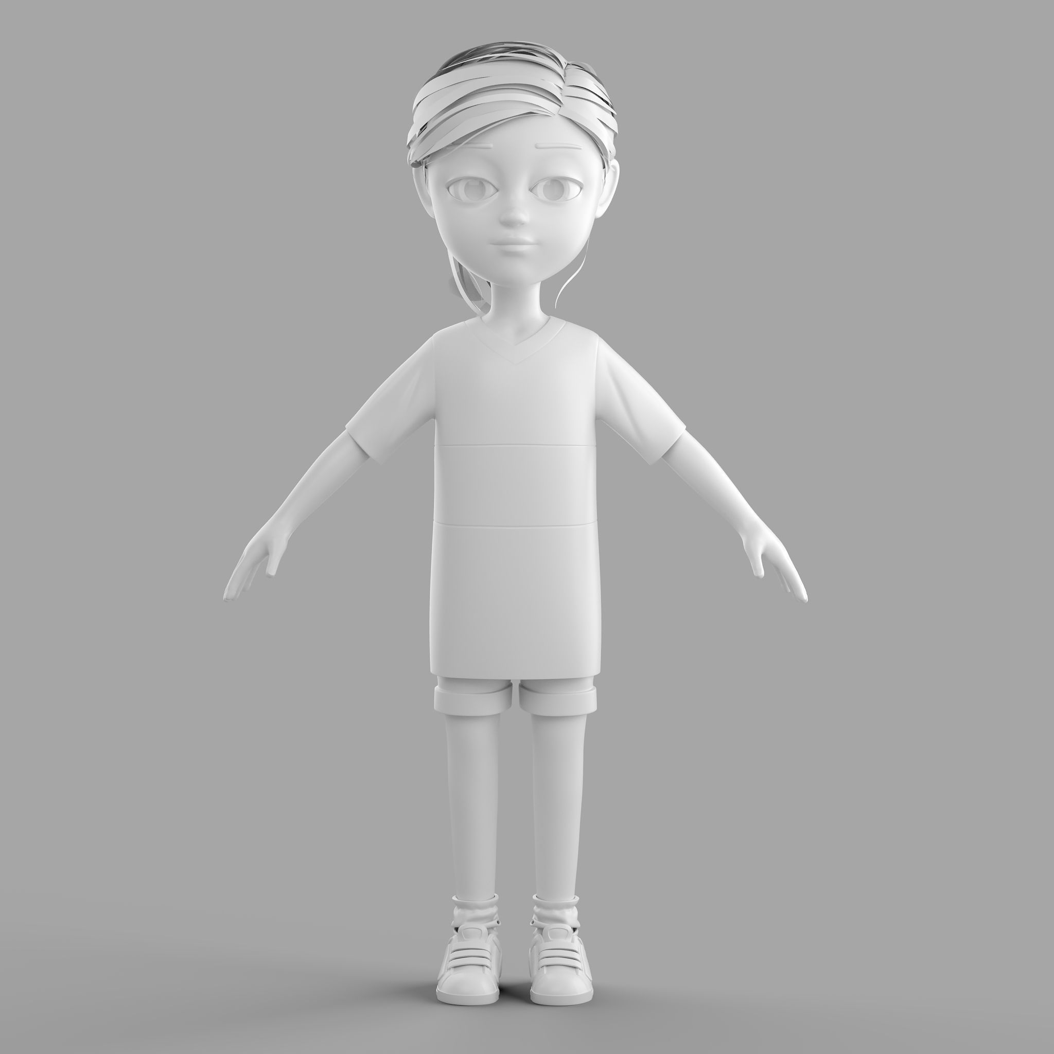 Cartoon Fangirl 3D model_1