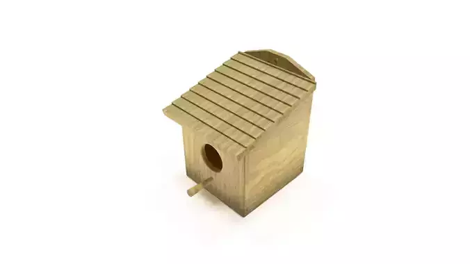 Wooden birdhouse 1 Low-poly 3D model