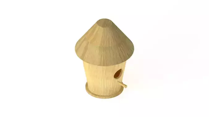 Wooden birdhouse 4 Low-poly 3D model